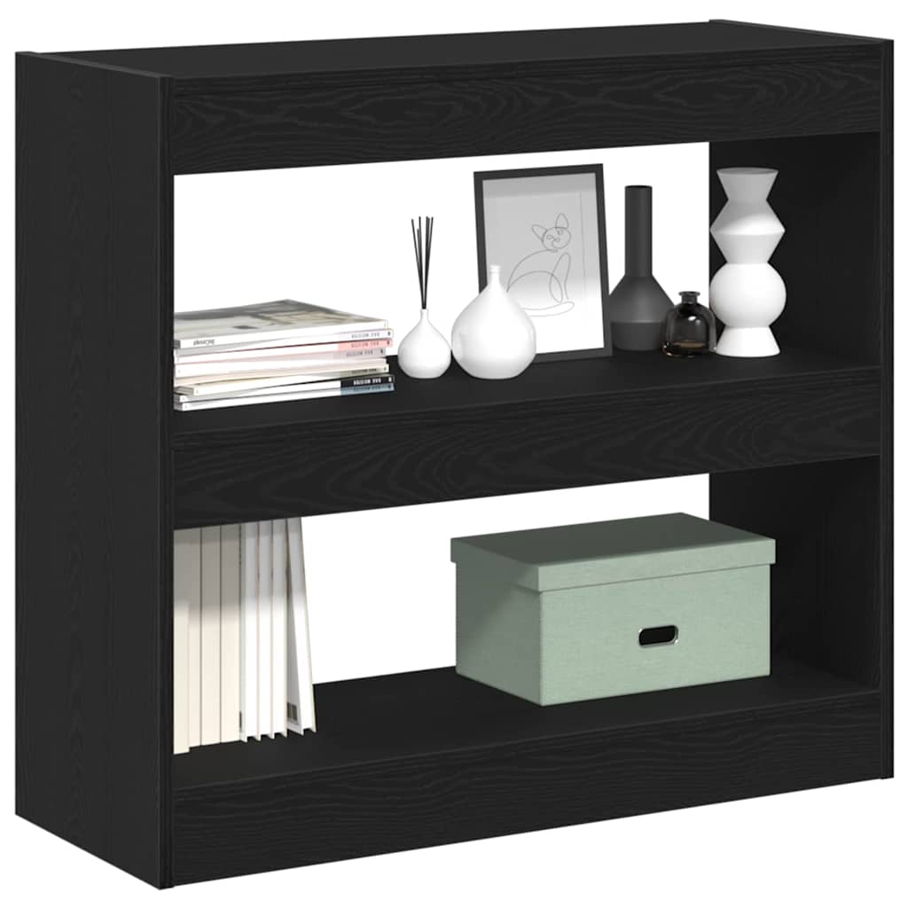 Book Cabinet Black oak 80 x 30 x 72 cm Engineered Wood